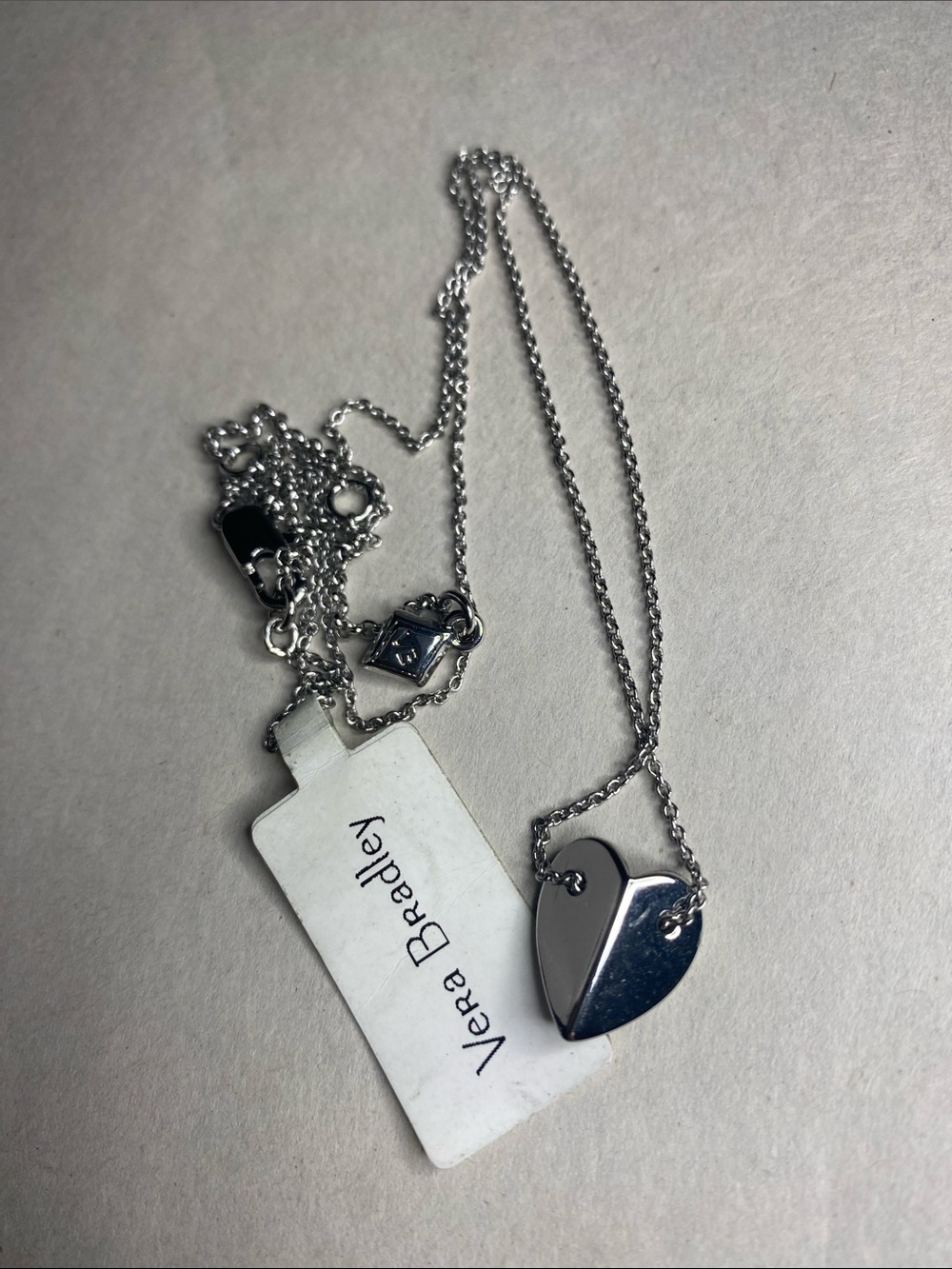 Vera Bradley Silver Tone Bent Folded Heart Pendant Necklace - Picture 3 of 5
